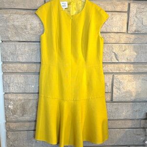 Bergdorf Goodman Yellow Cap Sleeve Midi Dress